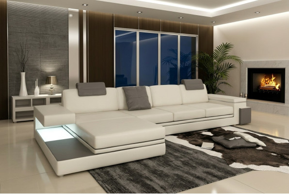 Sofá esquinero con USB Sofá Esquina Sofá Paisaje de estar Asiento Esquina Conjunto Cuero Textil PHM88