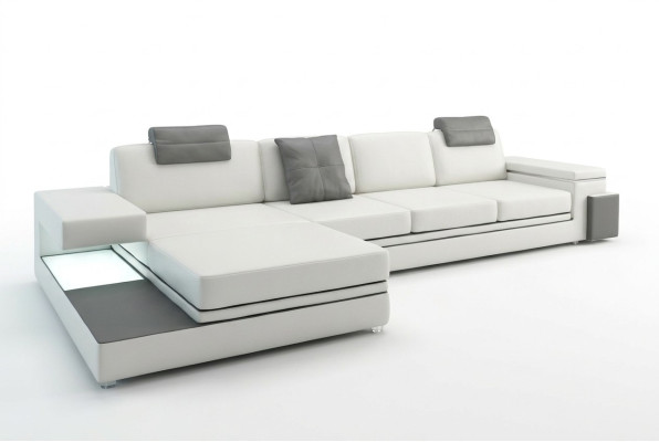 Sofá esquinero con USB Sofá Esquina Sofá Paisaje de estar Asiento Esquina Conjunto Cuero Textil PHM88