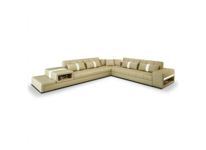 Sofá de esquina Sofá Couch USB Tapizado Sofá de diseño en forma de L Nuevo Beige