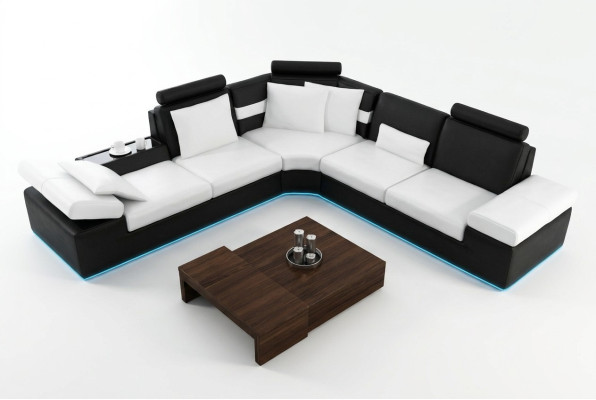 Sofá de sala de estar, conjunto de asientos de cuero, sofá moderno multifuncional, USB.