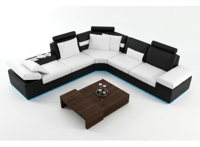 Sofá de sala de estar, conjunto de asientos de cuero, sofá moderno multifuncional, USB.