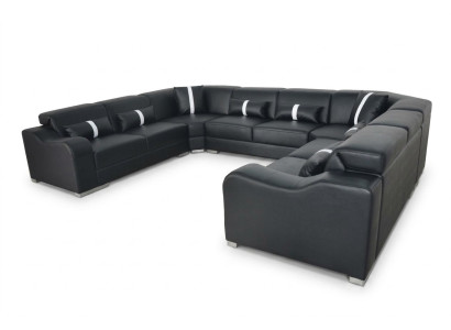 Sofá de cuero con USB, cojines de esquina, moderno conjunto de salón en forma de U, diseño