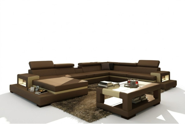 Sofá de cuero Sofá sofá en forma de L Sofá seccional Sofá Diseñador Asiento Esquina LEONARDO-B