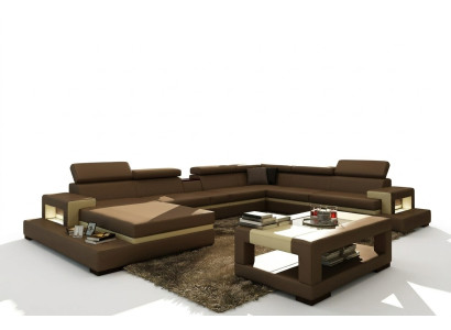 Sofá de cuero Sofá sofá en forma de L Sofá seccional Sofá Diseñador Asiento Esquina LEONARDO-B