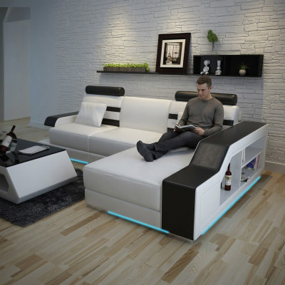 Sofá de cuero sofá salón sofá de esquina conjunto de esquinas diseño sofá moderno L6016E