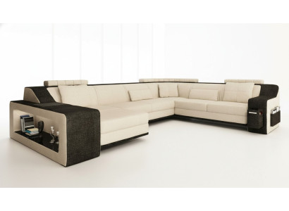 Moderno juego de muebles tapizados Esquinero de sofá Sofá en L Textil Sofás +USB