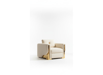 Diseño de sillón individual de tela para sala de estar Lounge de lujo en metal. Mueble de diseño de sofá.