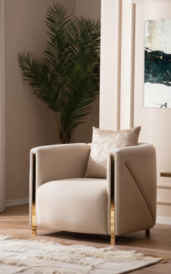 Sillón Tapizado Asiento Diseño Sofá Sillón Relax Salón Tela Lujo Sala de Estar