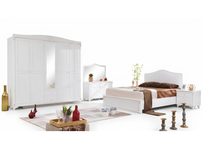 Juego de dormitorio de lujo de 4 piezas. Cama, 2 mesitas de noche, cómoda. Muebles rústicos nuevos.