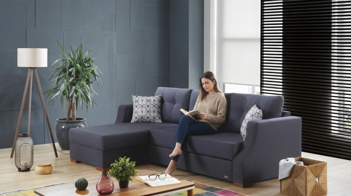 Sofá Sofá diseñado con función de cama Cofre de cama Sofá cama Sofá de esquina Sofá en forma de L