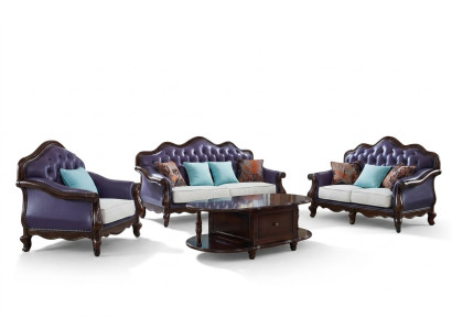 Conjunto de sofás de lujo de 3 plazas + 2 plazas + 1 plaza en estilo clásico para la sala de estar.