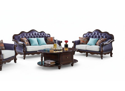 Sofá de cuero Chesterfield morado Juego de sofás clásicos de sofá de tela pasillo