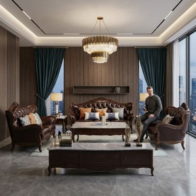 Conjunto de sofás de lujo 3+1 plazas con sillón sofás asientos sala de estar