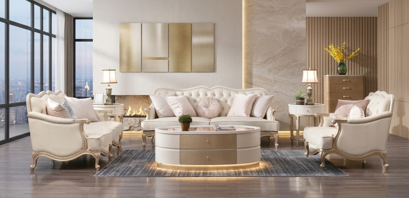 Conjunto de sofás para sala de estar 3+2+1 plazas tapizado diseño en tela.