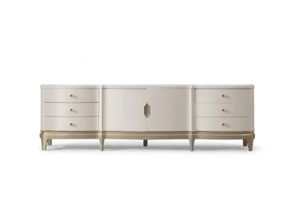 Mueble de salón de madera blanco para TV con armario lateral de lujo.