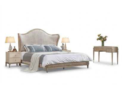 Diseño de lujo Cama doble de plata Muebles del dormitorio Cama Tapizado Tela Textil