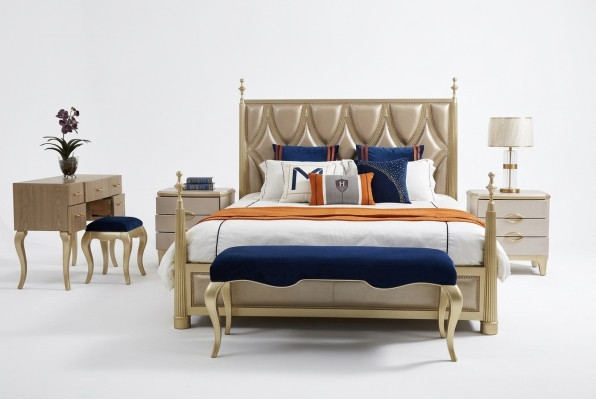 Diseño Dormitorio Cama Lujo Doble Camas Madera Moderna Muebles Tapizados 180x200cm