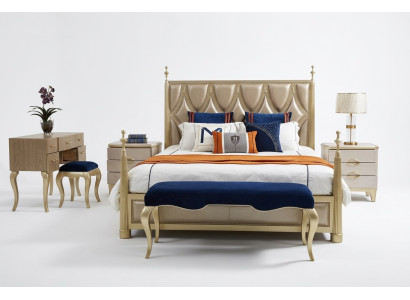 Diseño Dormitorio Cama Lujo Doble Camas Madera Moderna Muebles Tapizados 180x200cm