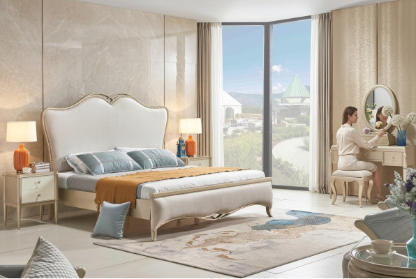 Cama + 2 mesitas de noche Juego de dormitorio de 3 piezas Diseño Moderno de Lujo 180x200 cm Nuevo.