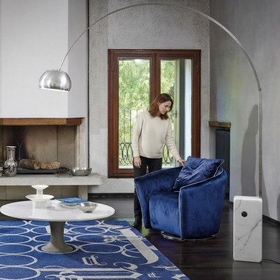 Sillón de 1 plaza Azul Sala de estar Diseño de lujo Muebles italianos elegantes Nuevo