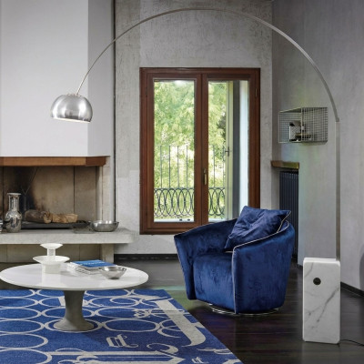 Sillón de 1 plaza Azul Sala de estar Diseño de lujo Muebles italianos elegantes Nuevo