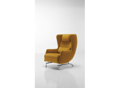 Silla Asiento Individual Diseño Amarillo Tapizado Muebles de Sala Butaca Orejera Prianera