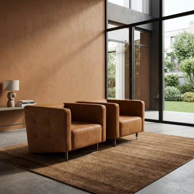 Sillón de lujo tapizado marrón estilo italiano diseño moderno muebles sala de estar nuevo