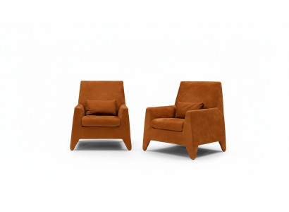 Sillón Asiento Diseño Moderno Sala de estar Tapizado Individual Textil Marrón Estilo Lujo