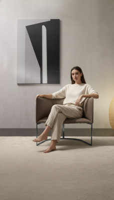 Muebles de diseño de lujo en estilo moderno gris, sillón de cuero de diseño para sala de estar lounge.