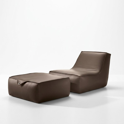 Sillón de diseño Luxe unipersonal moderno gris en cuero mobiliario unipersonal Prianera