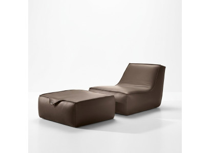 Sillón de diseño Luxe unipersonal moderno gris en cuero mobiliario unipersonal Prianera