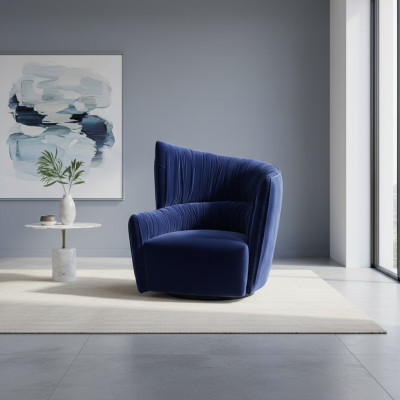 Sillón de lujo Diseño Muebles Azul Estilo moderno Diseño Textil Sala de estar Salón Nuevo