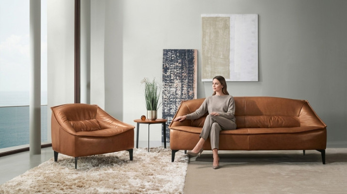 Set de lujo de 2 piezas. Juego de sofá de 3+1 plazas moderno y sillón.