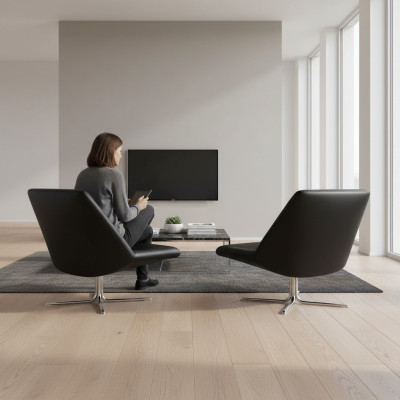 Sillón de estilo italiano de lujo de 1 plaza, diseñador tapizado en cuero Pranera.