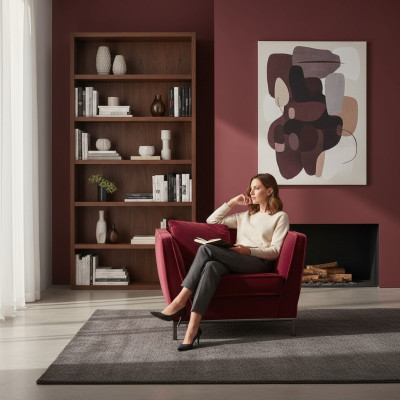 Lujo Sillón de una plaza Rojo Tapicería Diseño Relax Muebles italianos Prianera Nuevo