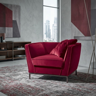 Lujo Sillón de una plaza Rojo Tapicería Diseño Relax Muebles italianos Prianera Nuevo