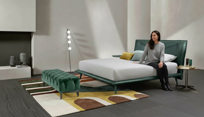 Marco de cama doble lujo Cama de dormitorio doble Cama de madera verde de cuero Nuevas camas