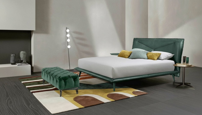 Marco de cama doble lujo Cama de dormitorio doble Cama de madera verde de cuero Nuevas camas
