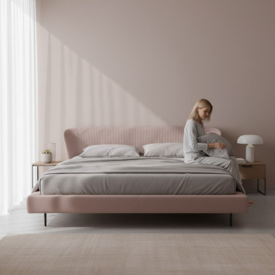 Diseño de cama Rosa Luxus, muebles modernos italianos, dormitorio Prianera.