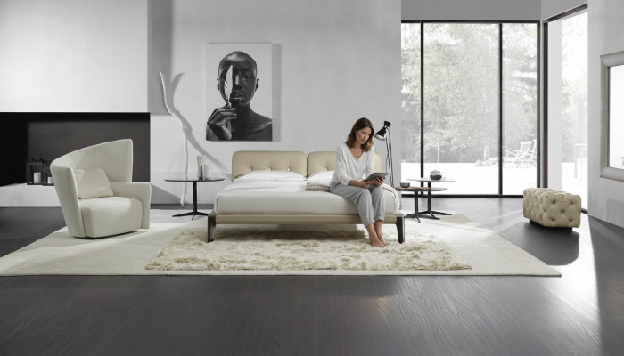 Moderno dormitorio de matrimonio beige muebles de cama de madera diseño de camas Prianera