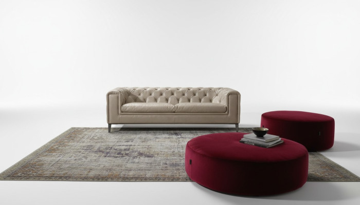 Sofá 3 plazas salón Chesterfield muebles diseño lujo estilo italiano beige