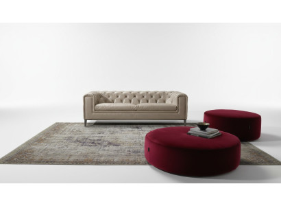 Sofá 3 plazas salón Chesterfield muebles diseño lujo estilo italiano beige