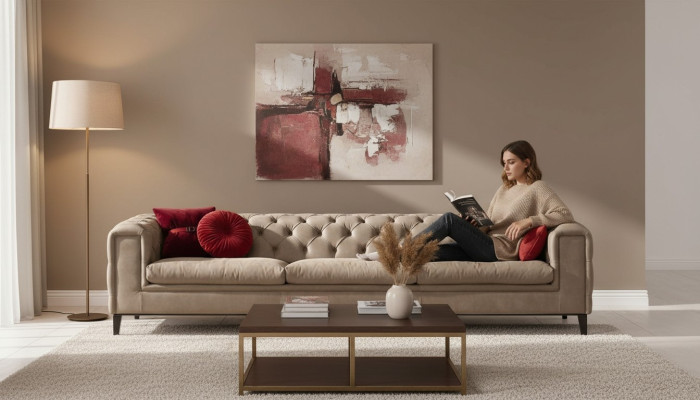 Sofá de 4 plazas, sofás de cuero de lujo de diseñador nuevos, sofá de lujo Chesterfield nuevo.