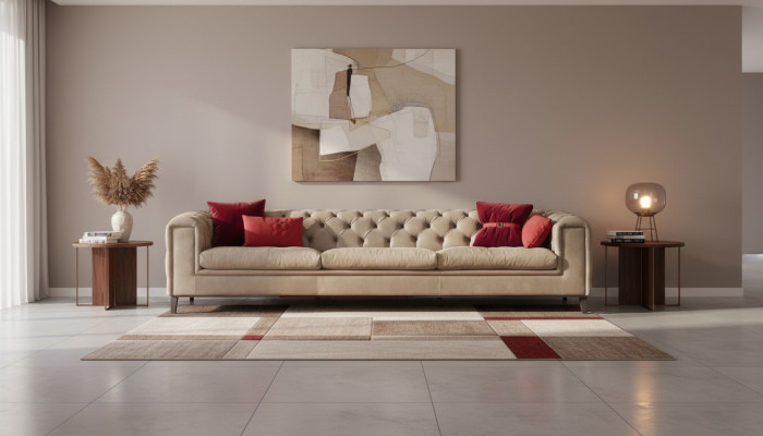 Sofá de 4 plazas, sofás de cuero de lujo de diseñador nuevos, sofá de lujo Chesterfield nuevo.