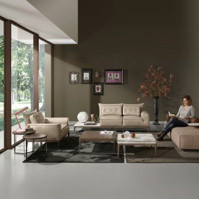 Sofá conjunto Prianera Sofá de diseño Sillón Sofá Cojines 3 piezas Set Chaise longue