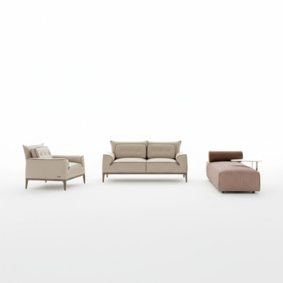 Sofá conjunto Prianera Sofá de diseño Sillón Sofá Cojines 3 piezas Set Chaise longue