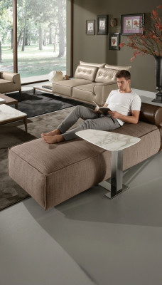 Lujo Chaise Longue Tela Diseño Sofá Marrón Sala de estar Muebles Sofás Prianera