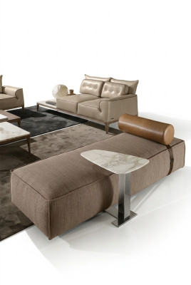 Lujo Chaise Longue Tela Diseño Sofá Marrón Sala de estar Muebles Sofás Prianera
