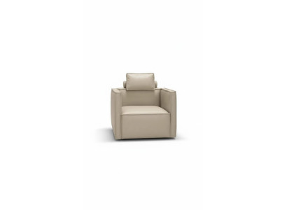 Sillón individual acolchado diseñador tejido asiento cuero moderno gris.