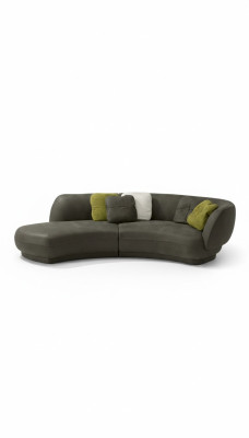 Sofá de tela de 3 plazas con tapizado de cuero moderno, asiento de relax, muebles de lujo, sofá esquinero redondo.